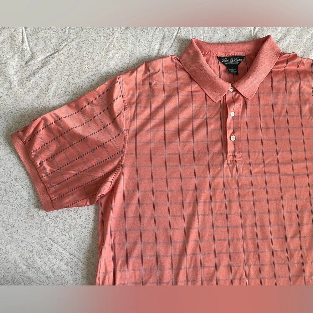 Brooks Brothers Performance Knit Polo Shirt Sz XL 100% Cotton Windowpane Casual